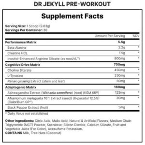 DR. JEKYLL NON STIM PREWORKOUT 30SERV